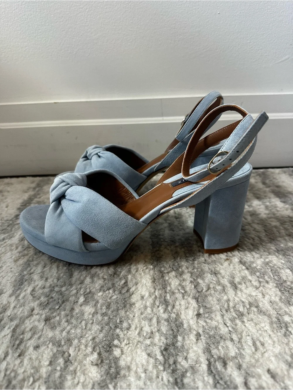 NEW Margaux Light Blue Knotted Ankle-Strap Platform Sandals